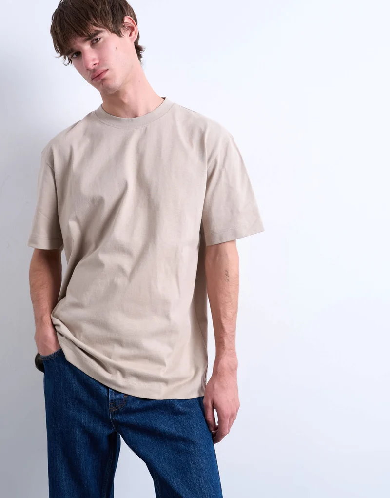 Topman 5 pack relaxed fit t-shirt in black, white, beige, sage and charcoal