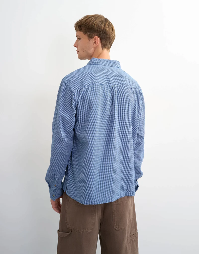 Topman relaxed fit flannel check shirt in blue