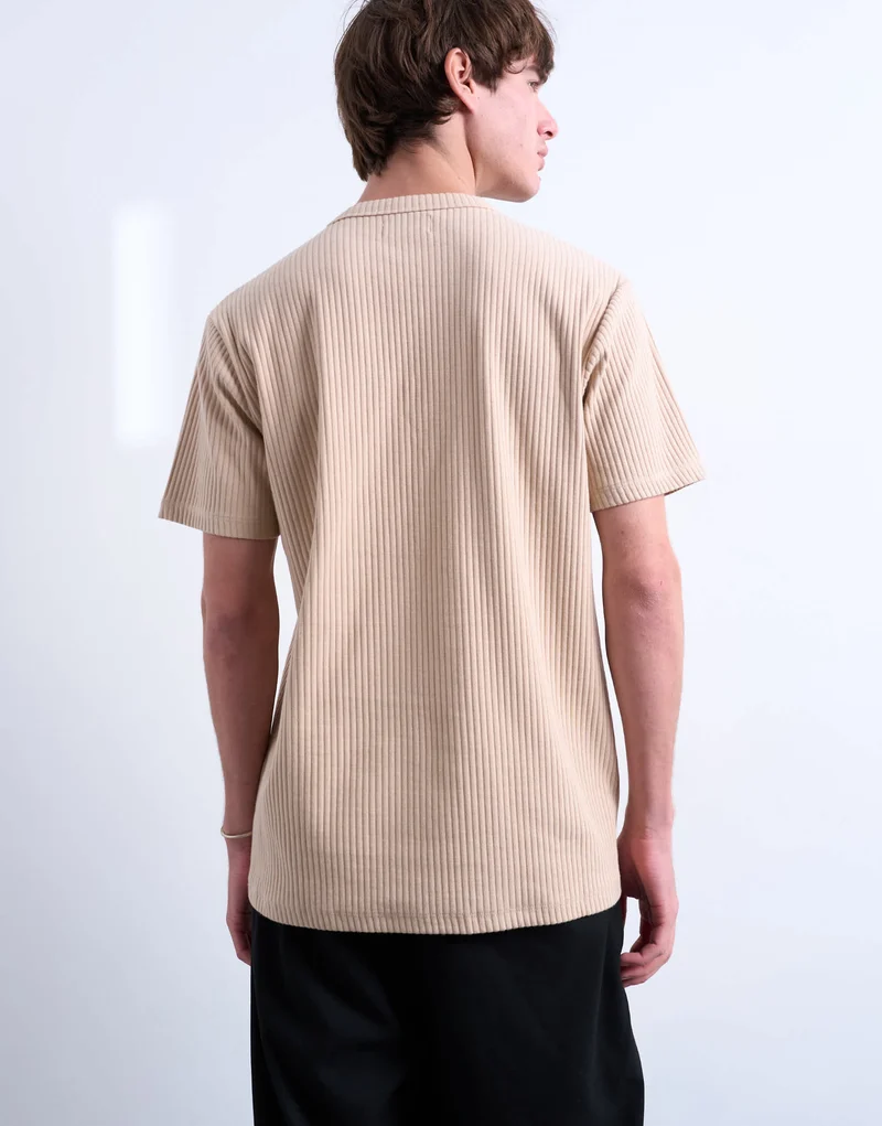 Topman premium heavyweight rib tee in camel