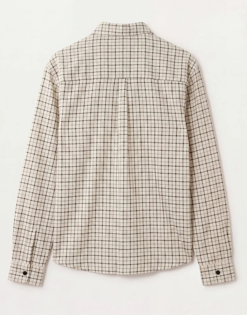 Topman relaxed crop fit check shirt in ecru