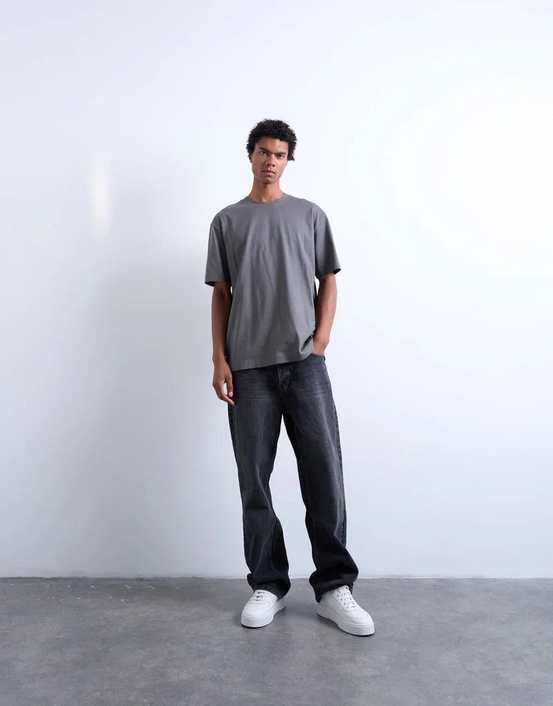 Topman relaxed t-shirt in charcoal
