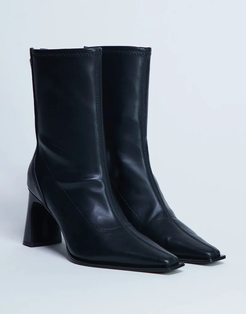 Topshop Nicky chisel toe ankle boot in black
