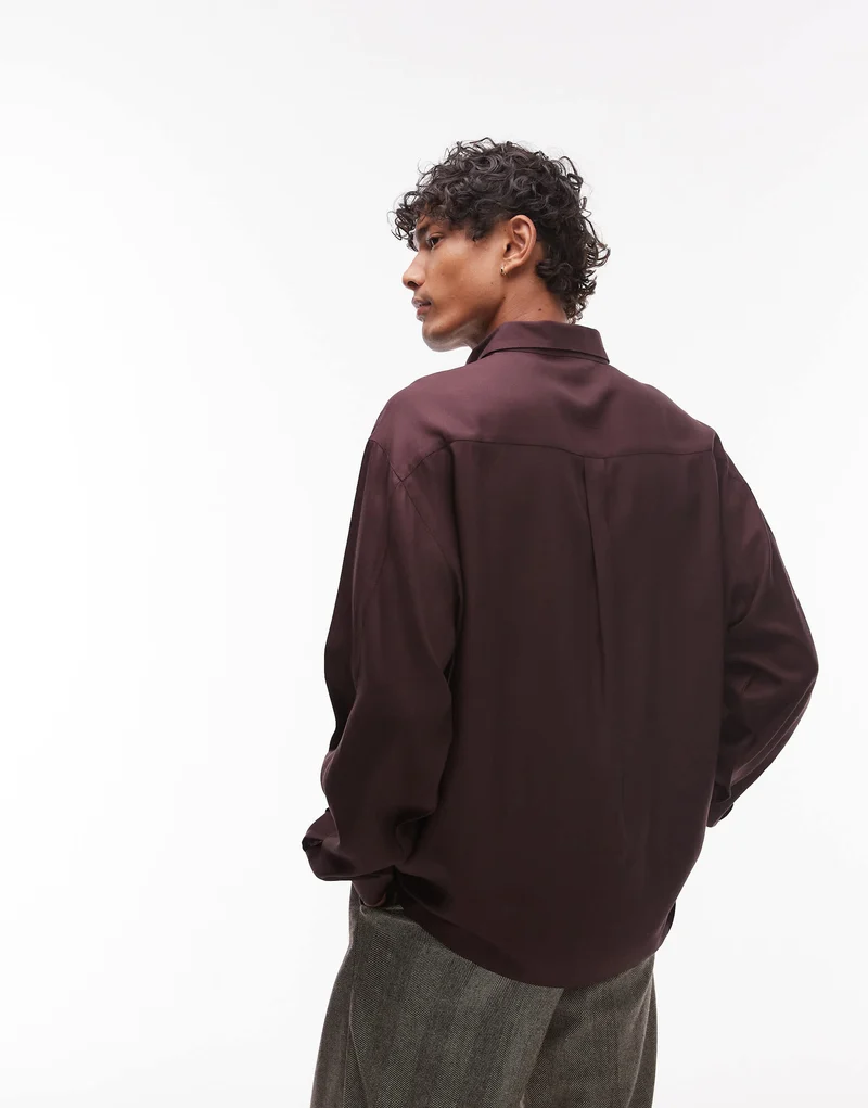 Topman oversized fit shirt in brown