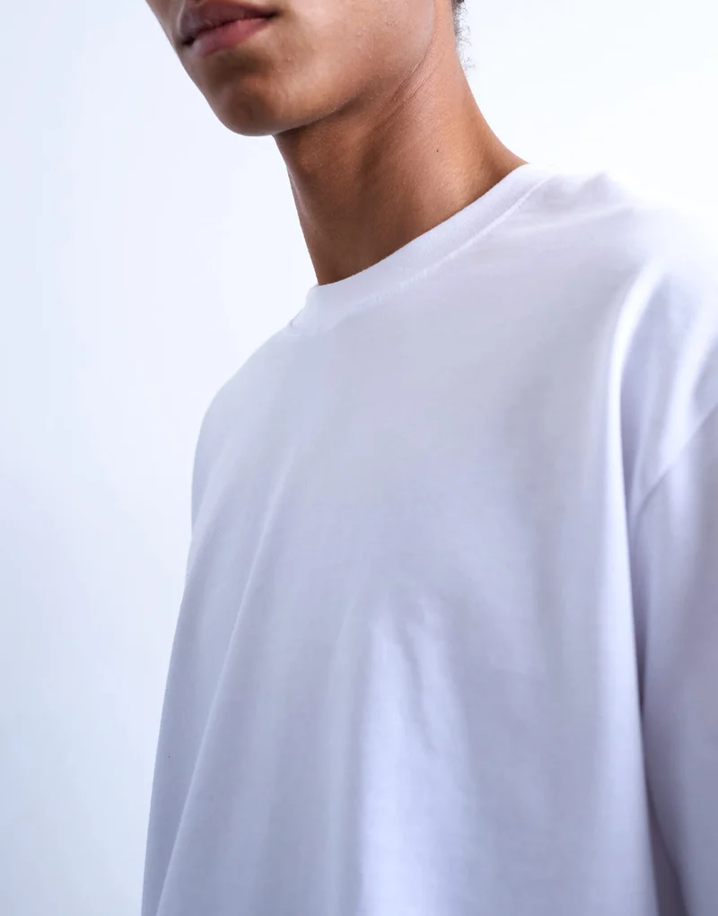 Topman relaxed cropped fit long sleeve t-shirt in white