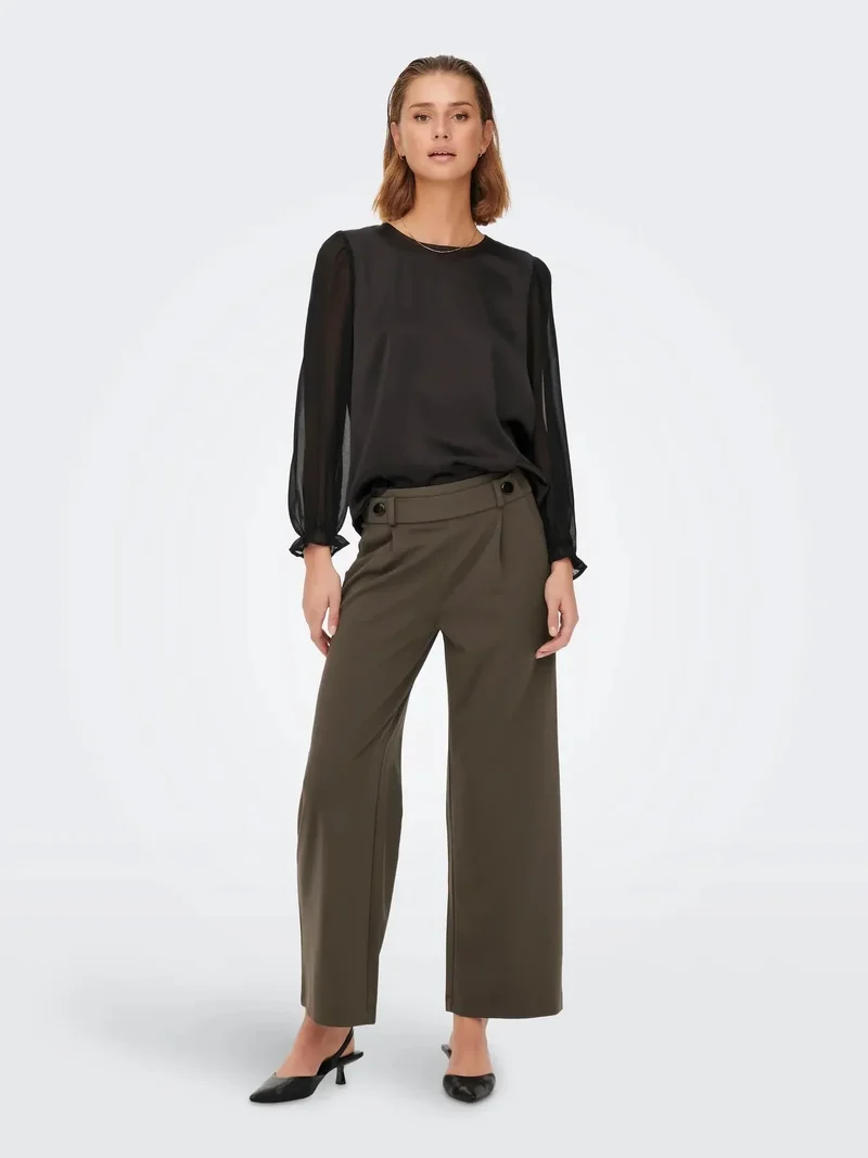 JDY - Jdygeggo Life New Long Pant - 4071962 Chocolate Brown Black Buttons