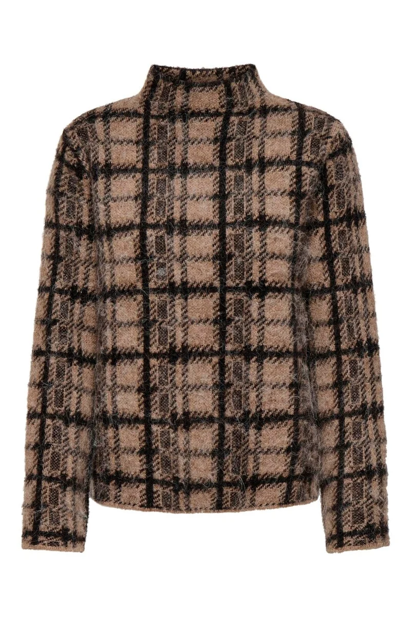 Only - Onllouise Ls Highneck Knt - 5083669 Chocolate Torte Toasted Coconut/Black/Mel