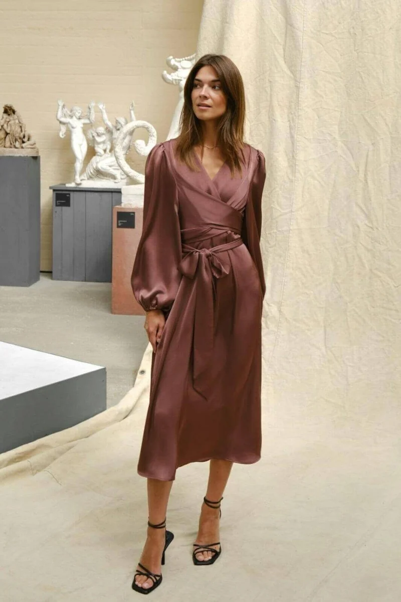 Neo Noir - Rimini Heavy Sateen Dress 163039 - 393 - Dark Rose