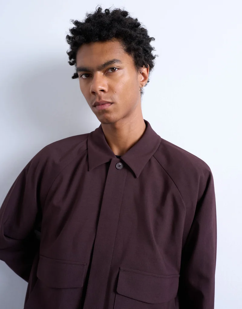 Topman smart harrington jacket in burgundy