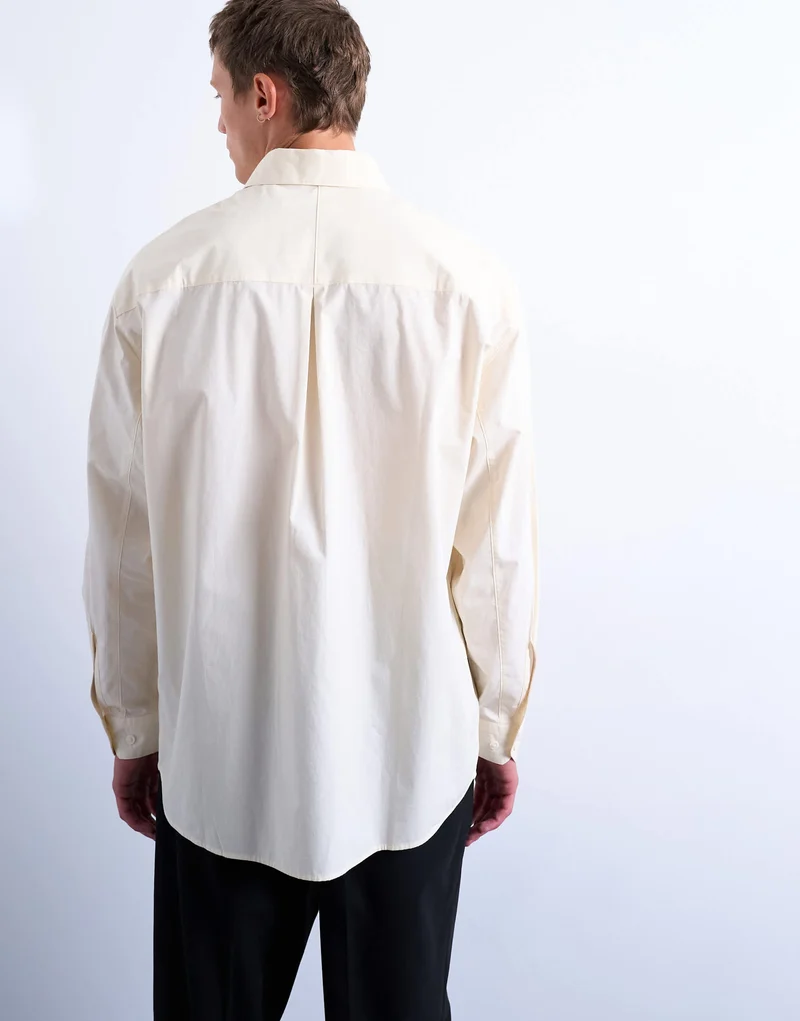 Topman oversized fit formal shirt in light yellow