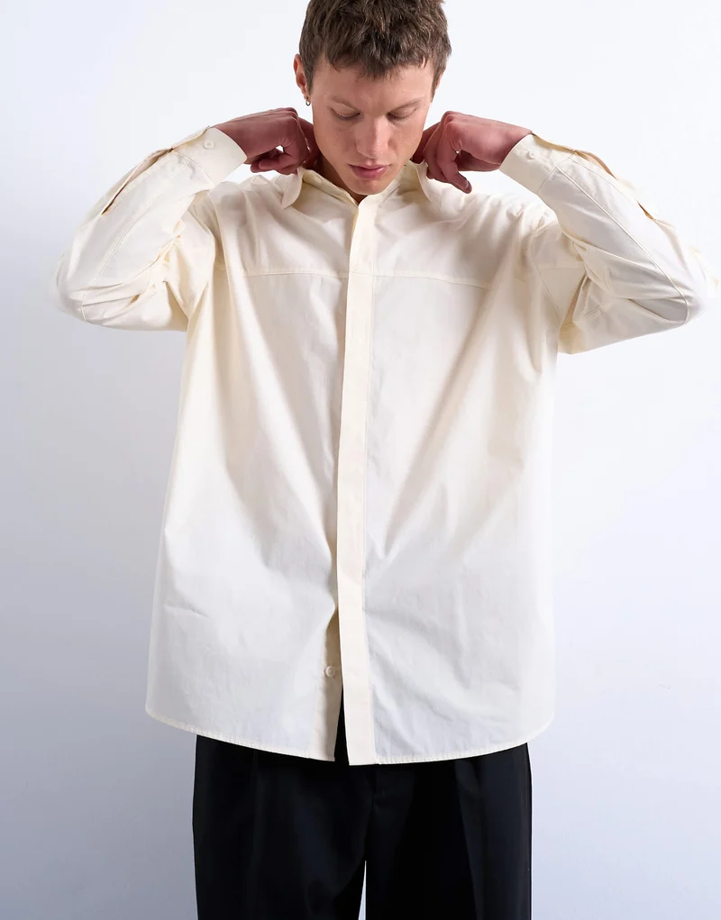 Topman oversized fit formal shirt in light yellow