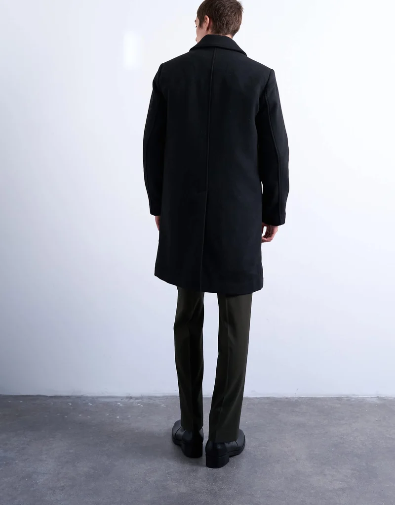 Topman wool blend car coat in black
