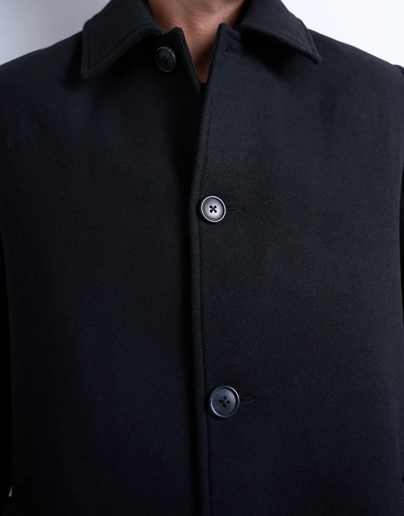 Topman wool blend car coat in black