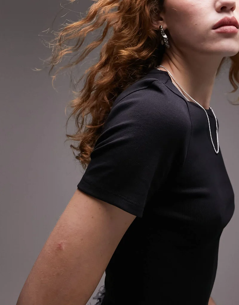Topshop shrunken everyday tee in black
