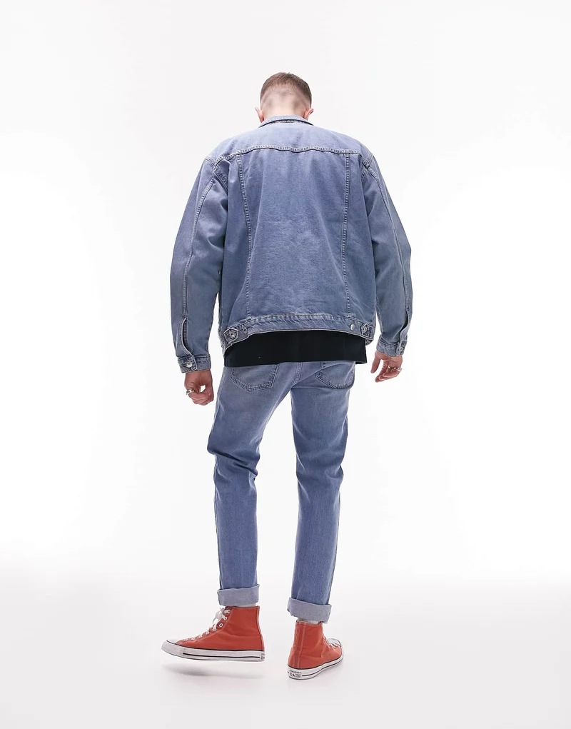 Topman oversized denim jacket in blue