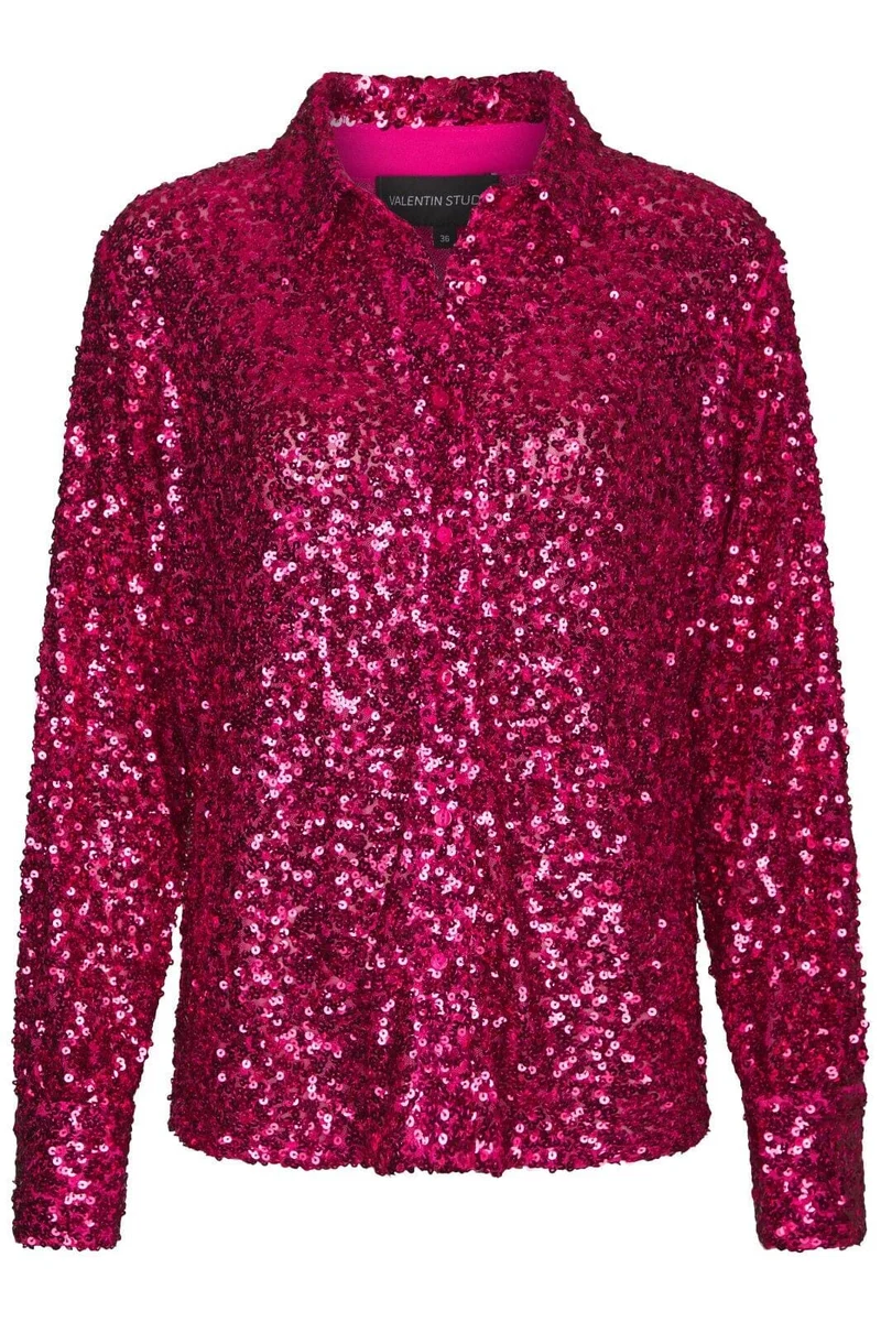 Valentin Studio - Classy Sequins Shirt 163336 - 457 - Pink/Red
