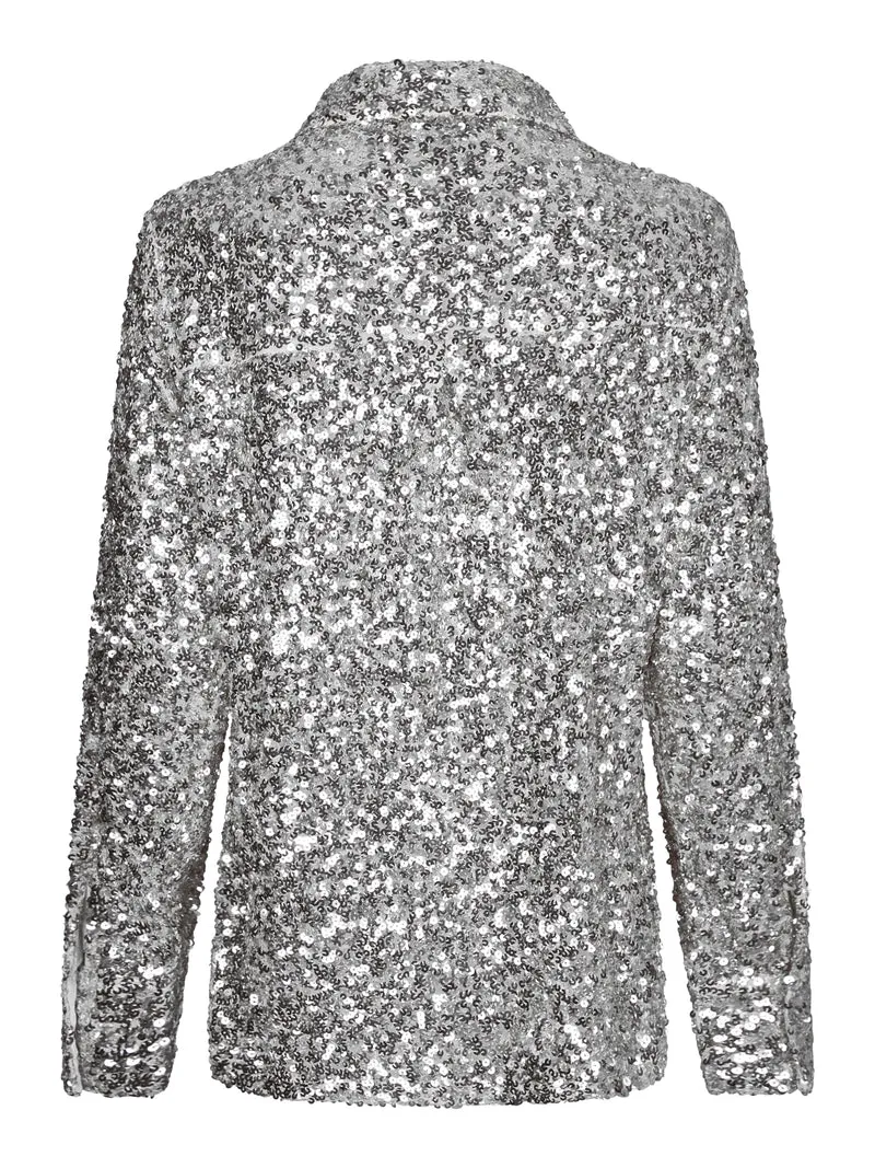Valentin Studio - Classy Sequins Shirt 163336 - 220 - Silver