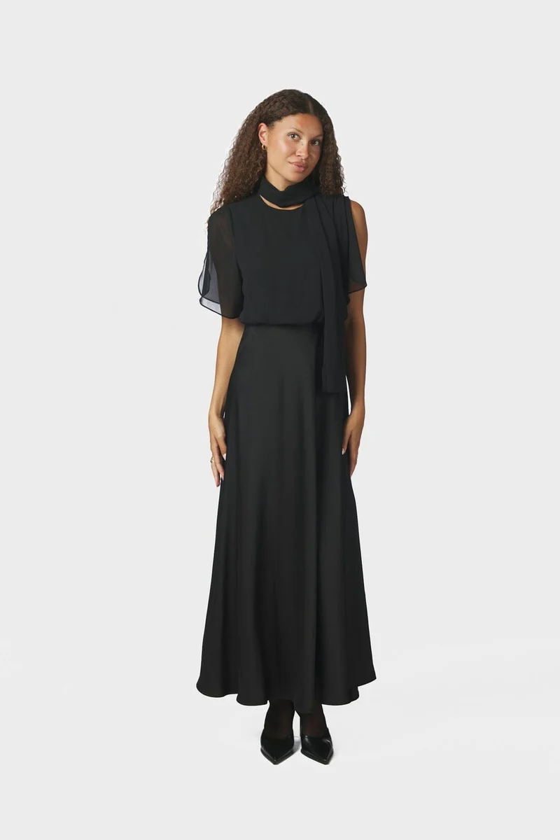 Neo Noir - Pelina Chiffon Dress 170899 - 100 - Black