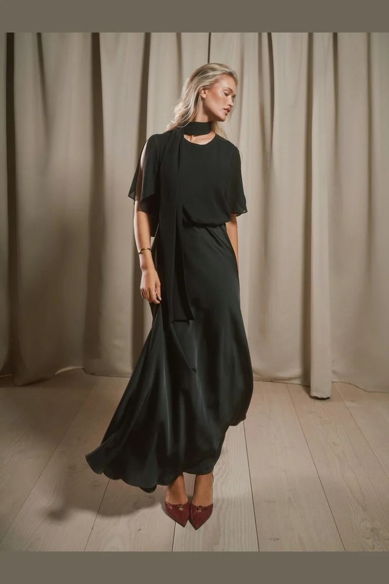 Neo Noir - Pelina Chiffon Dress 170899 - 100 - Black