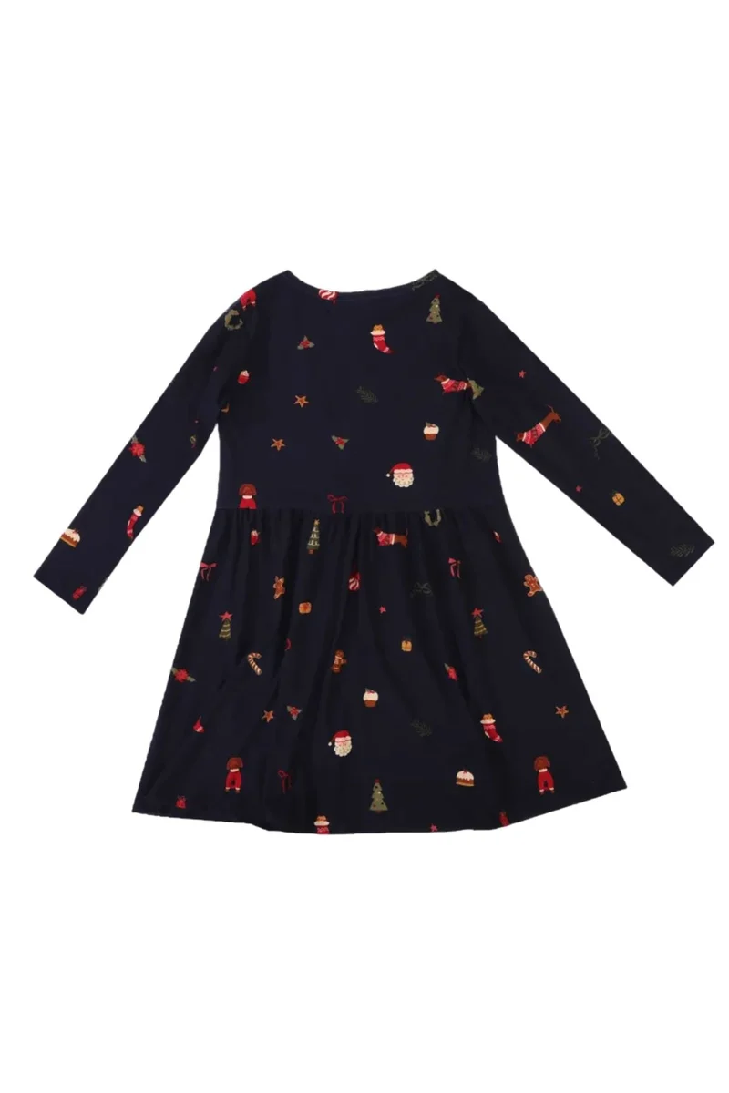 Liberte Ami - Alma-Ls-Babydoll-Dress (Kids) 9658 - Dog Navy