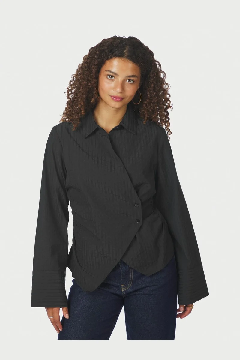 Neo Noir - Fenli Tone Stripe Shirt 167434 - 100 - Black