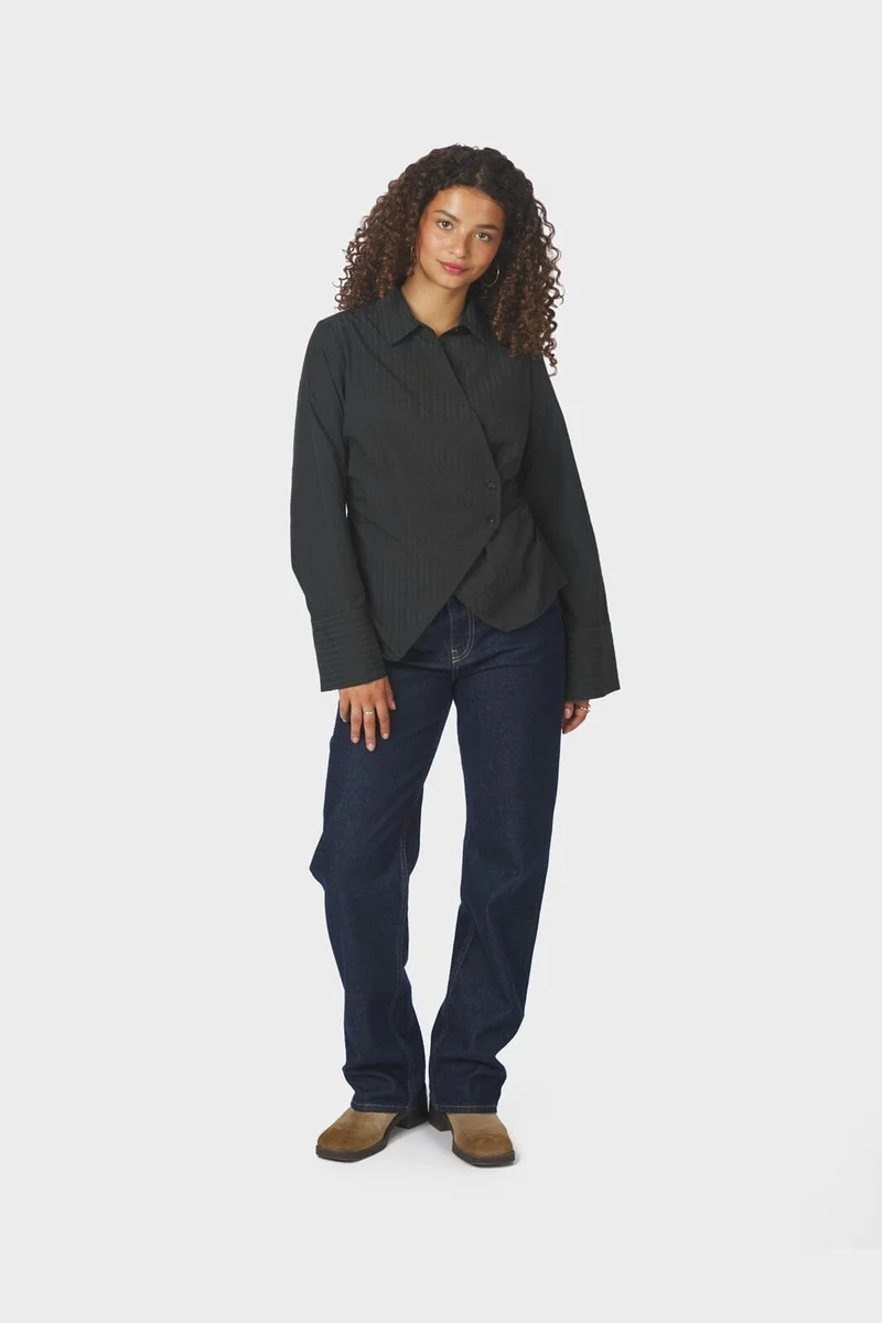 Neo Noir - Fenli Tone Stripe Shirt 167434 - 100 - Black