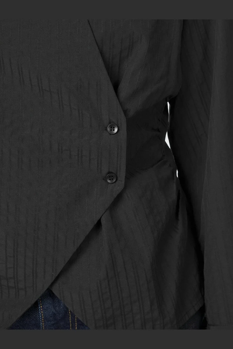 Neo Noir - Fenli Tone Stripe Shirt 167434 - 100 - Black
