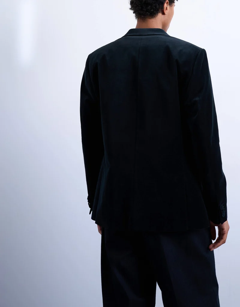 Topman velvet blazer in black
