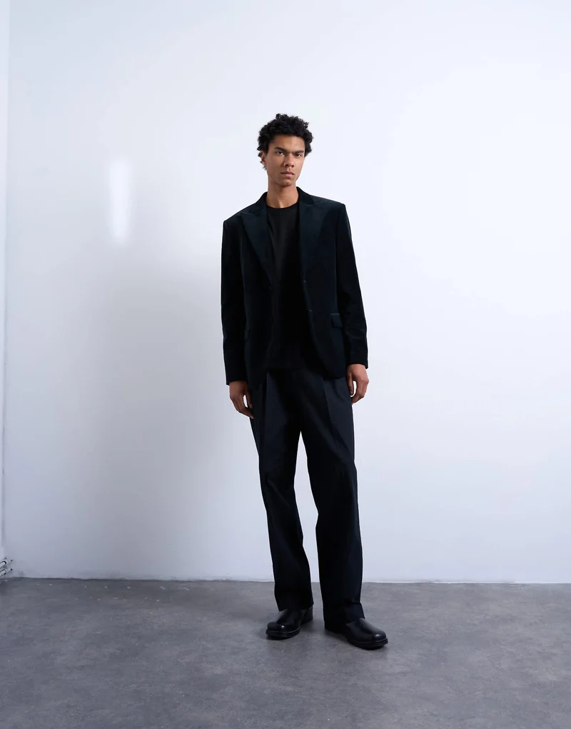 Topman velvet blazer in black