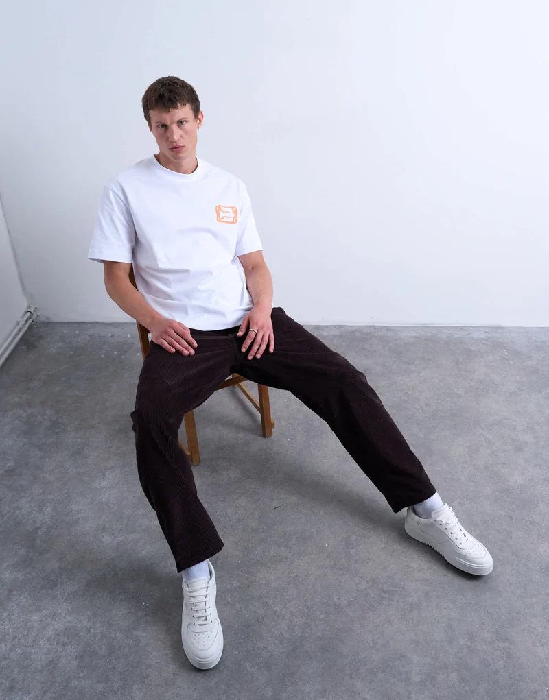 Topman cord taper leg trousers in brown