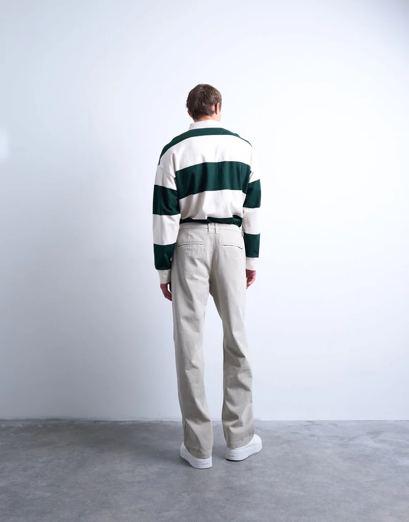 Topman baggy fit high waisted twill trouser in stone