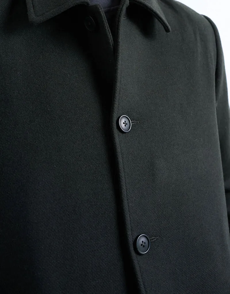 Topman wool blend car coat in dark green