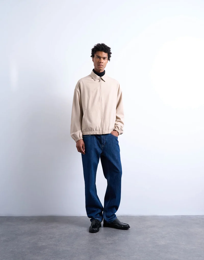 Topman harrington jacket in stone