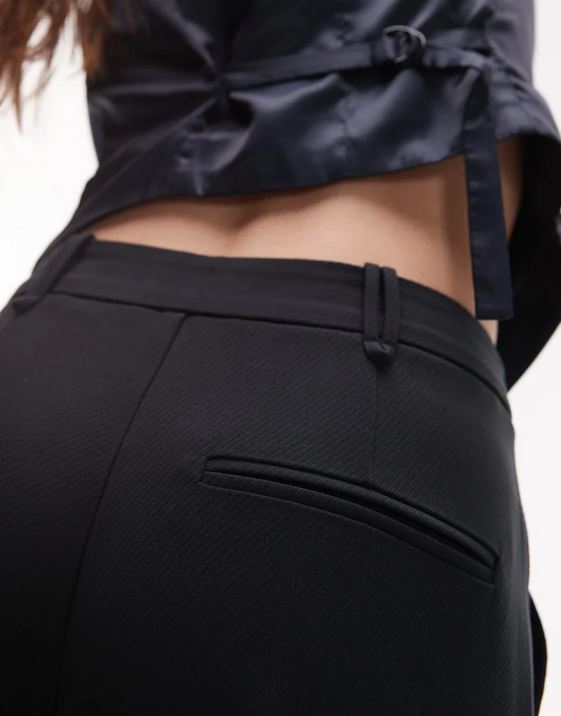 Topshop twill straight leg trouser in black
