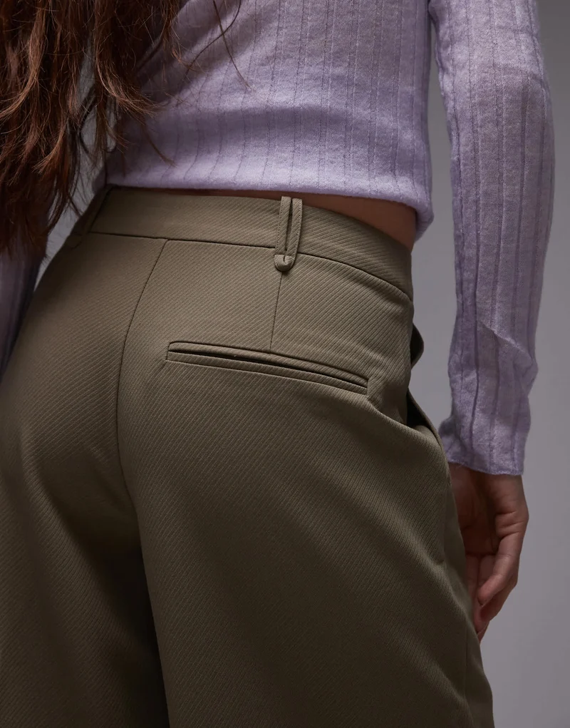 Topshop twill straight leg trouser in mushroom