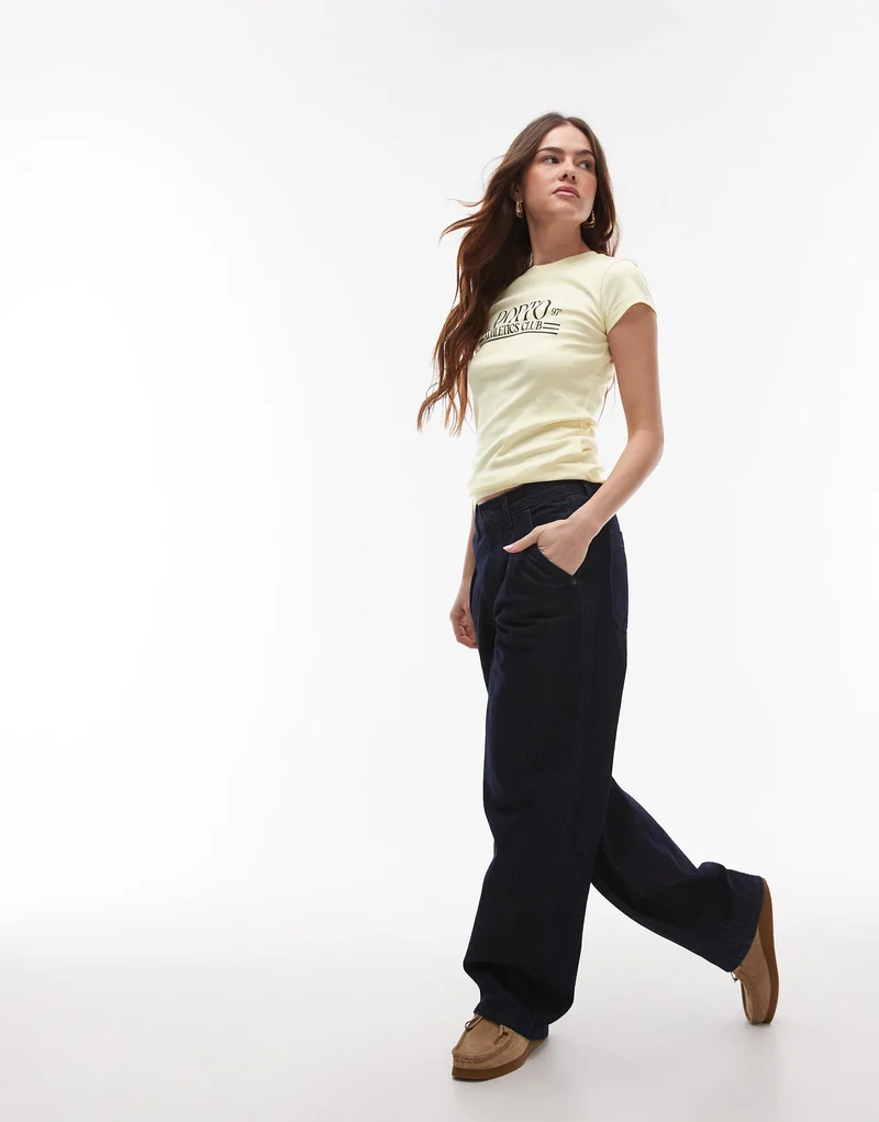 Topshop graphic Porto baby tee in buttermilk