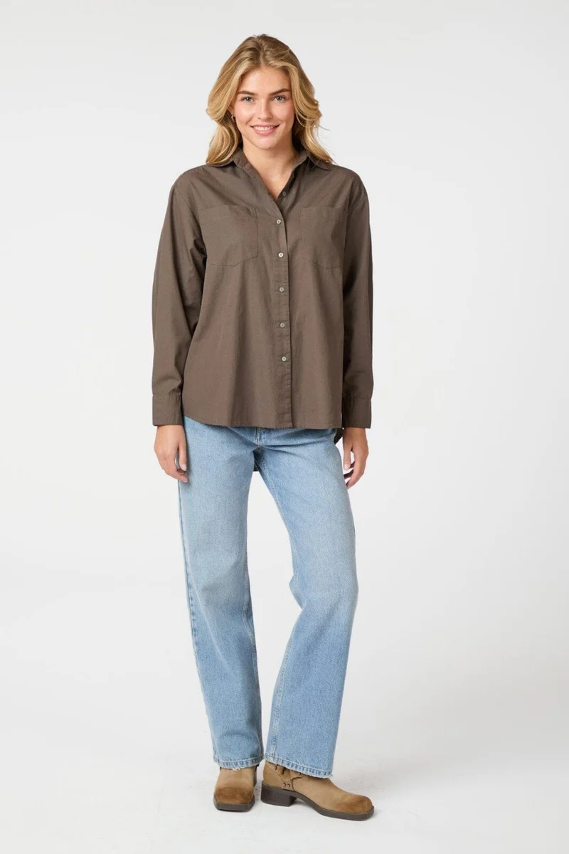 Neo Noir - Dalma C Poplin Shirt 164332 - Warm Grey