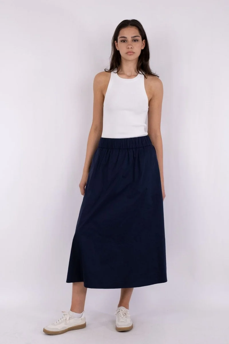 Neo Noir - Yara Poplin Skirt - Navy