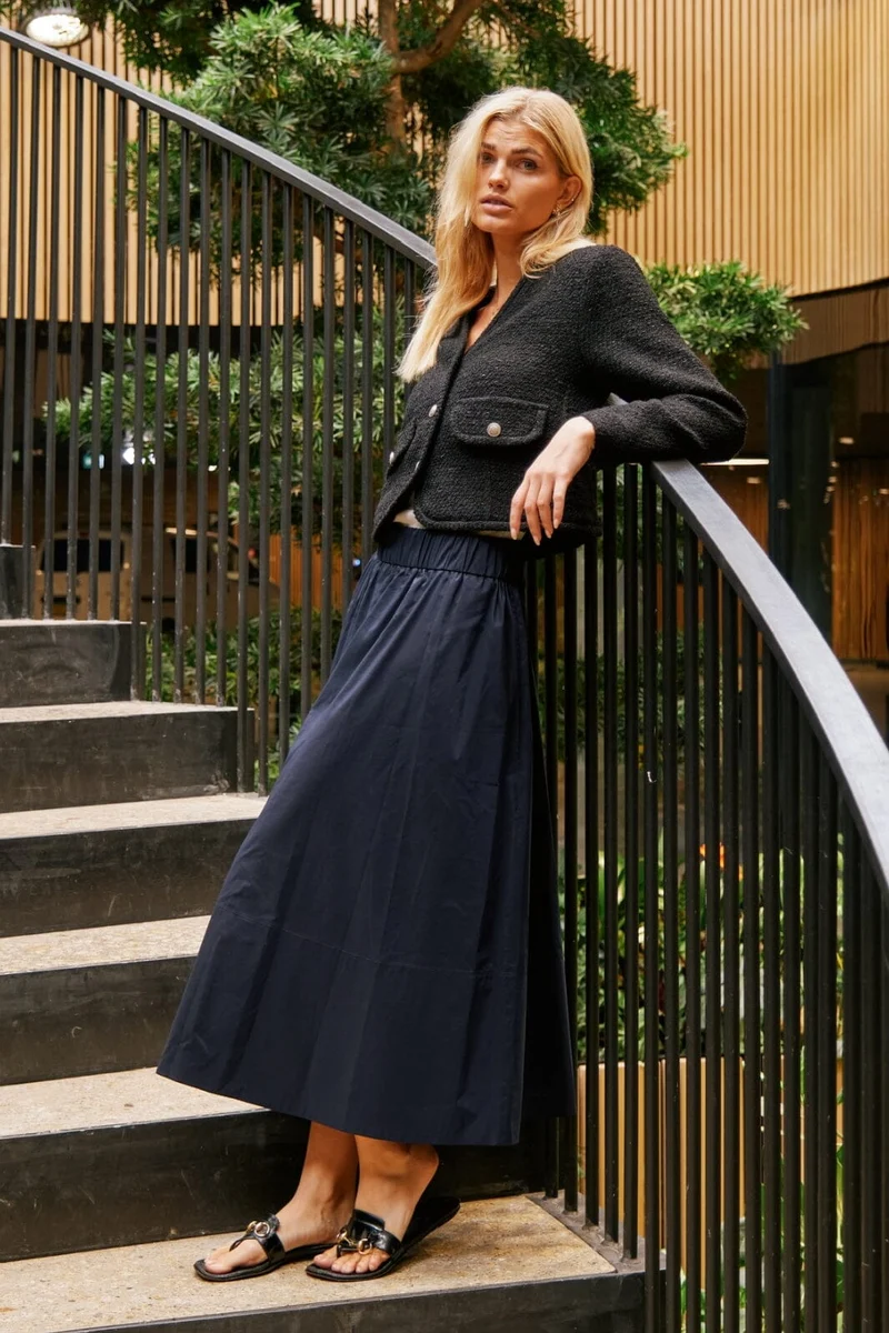 Neo Noir - Yara Poplin Skirt - Navy