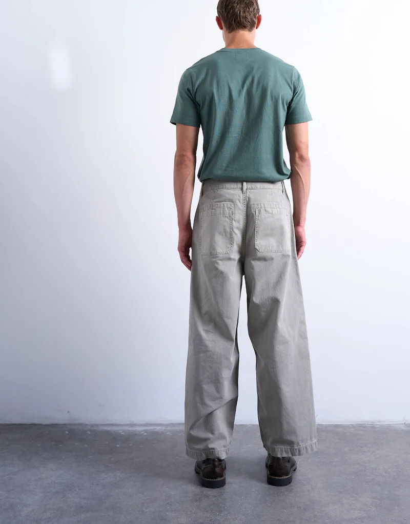Topman herringbone barrel trouser in stone