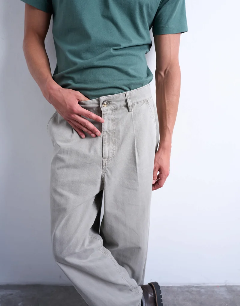 Topman herringbone barrel trouser in stone