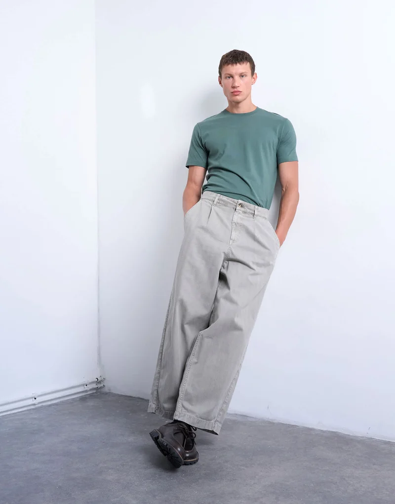 Topman herringbone barrel trouser in stone