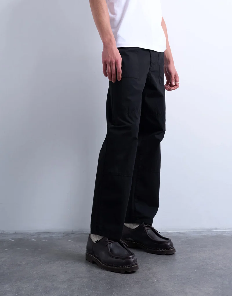 Topman ripstop taper leg trouser with seam detail in black