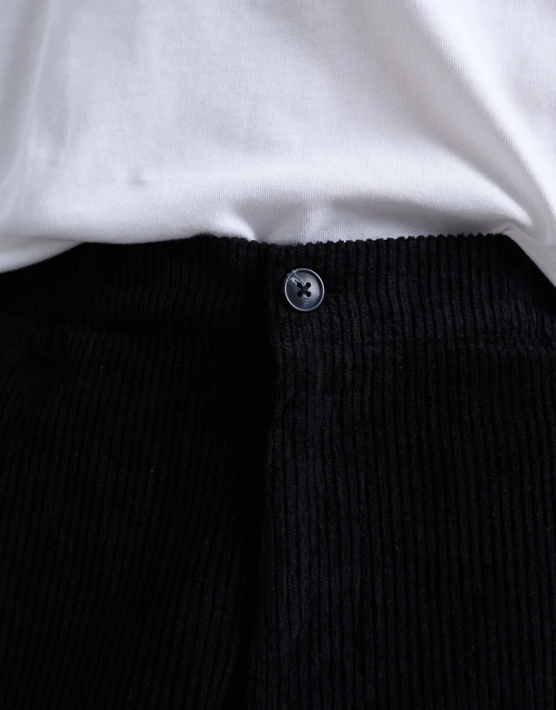 Topman cord taper leg trousers in black