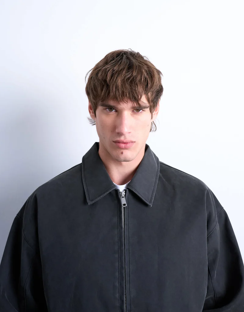 Topman suede effect jacket in washed grey