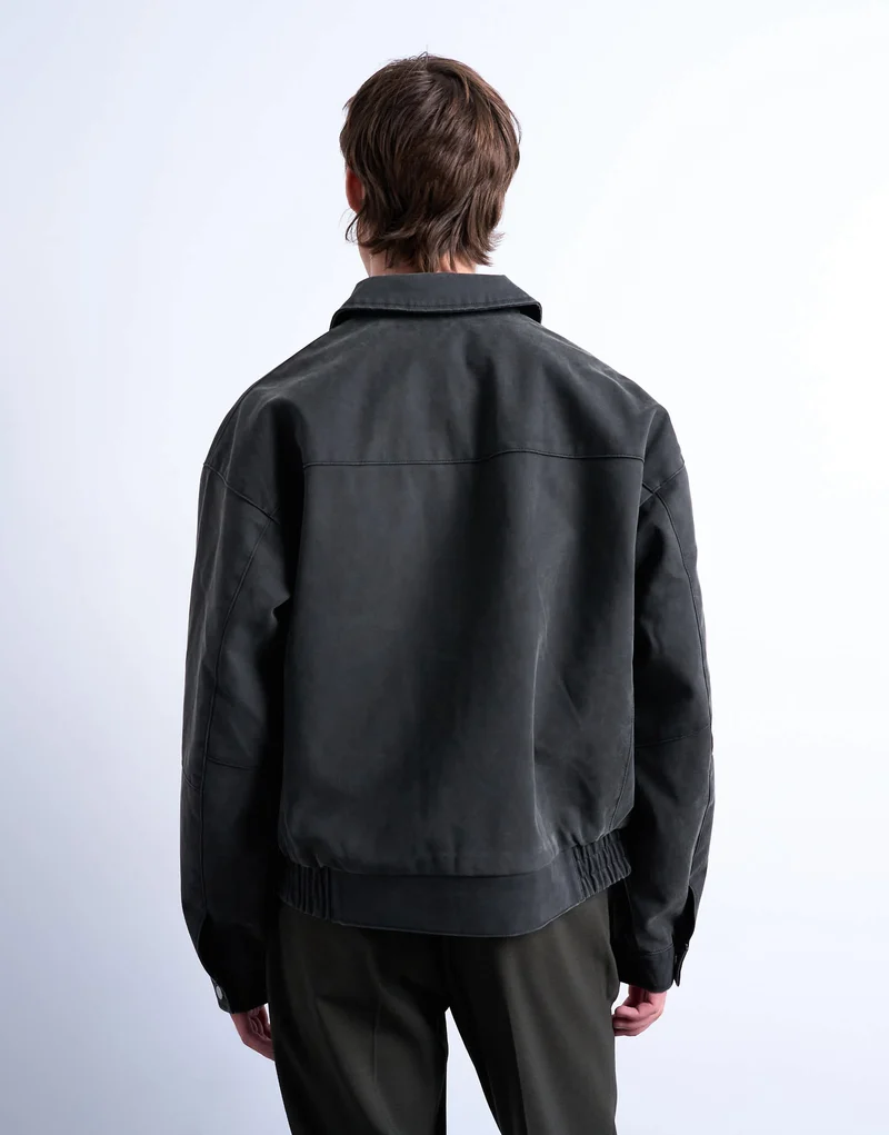 Topman suede effect jacket in washed grey