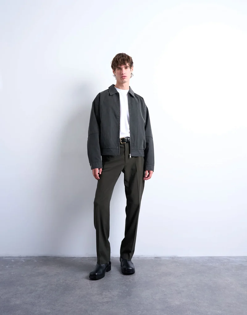 Topman suede effect jacket in washed grey