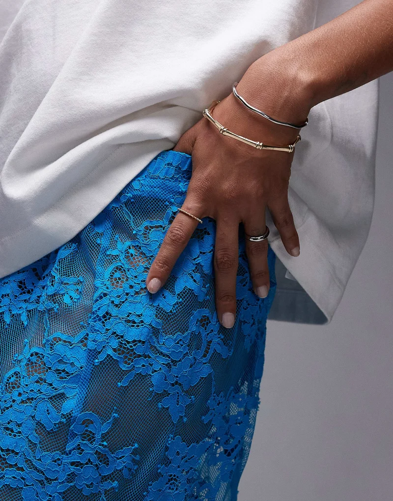 Topshop sheer lace maxi in teal