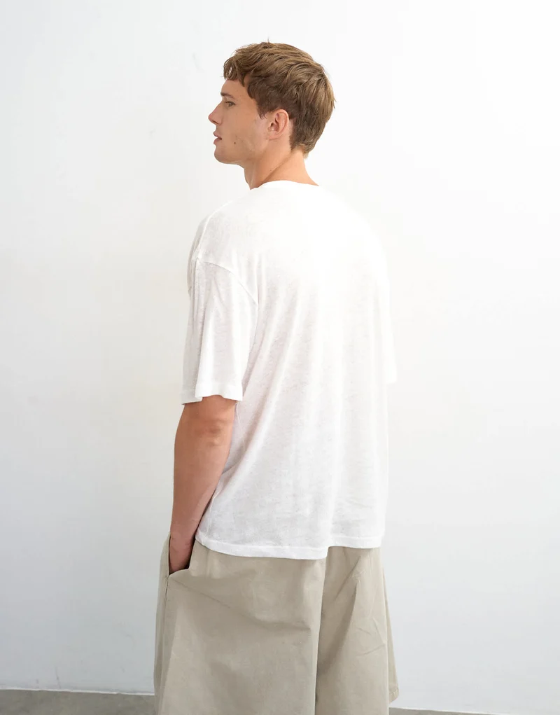 Topman relaxed fit linen mix t-shirt in ecru