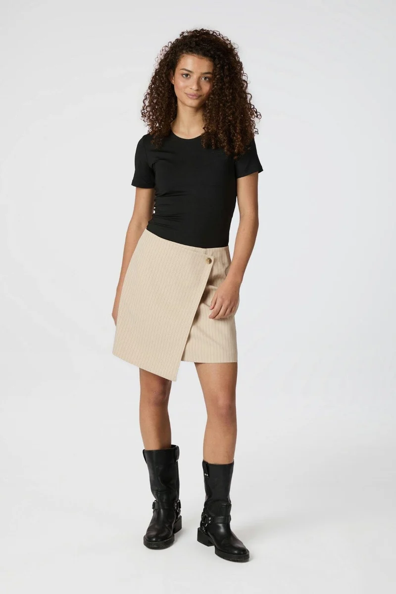 Neo Noir - Petrani Pinstriped Skirt 165192 - 213 - Sand