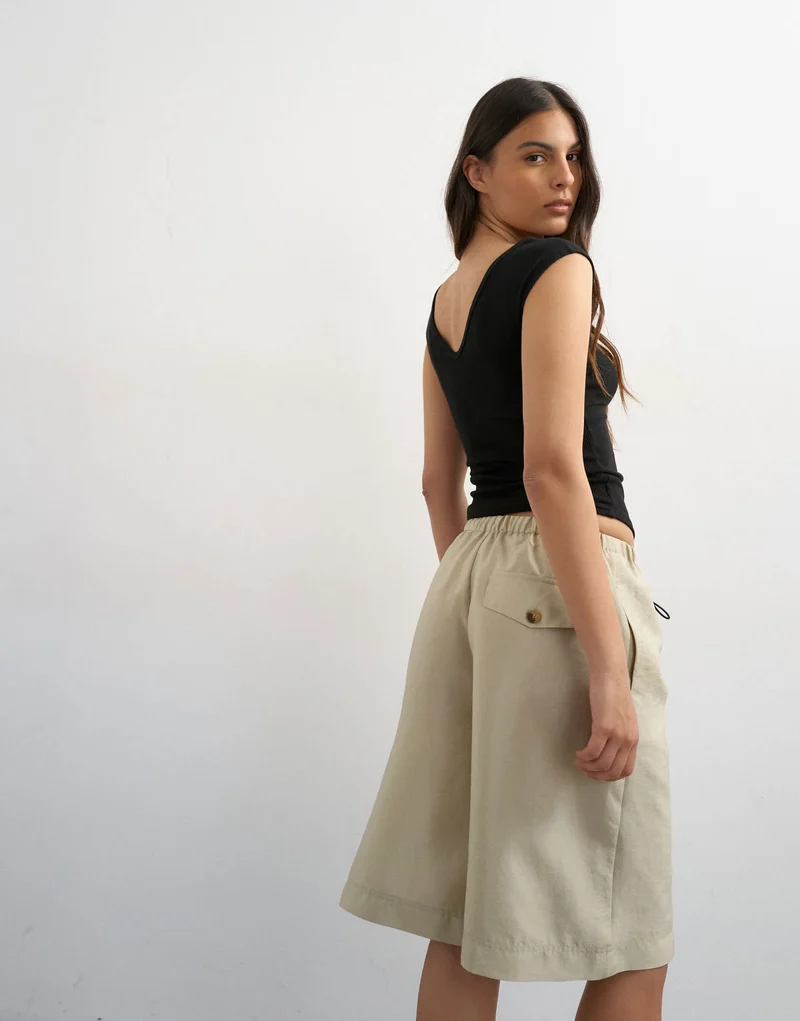Topshop taffeta A line longline short in oyster